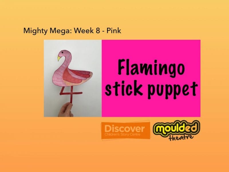 Flamingo stick puppet