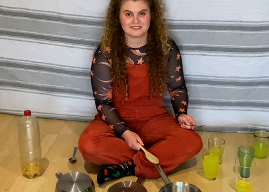 Percussion instruments with the Evergreen Elves